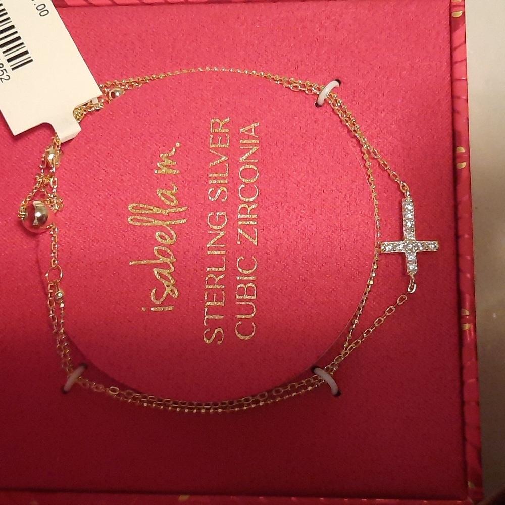 AUTHENTIC GENUINE SOLID 14K YELLOW GOLD OVER STERLING SILVER 2 STRAND BRACELET